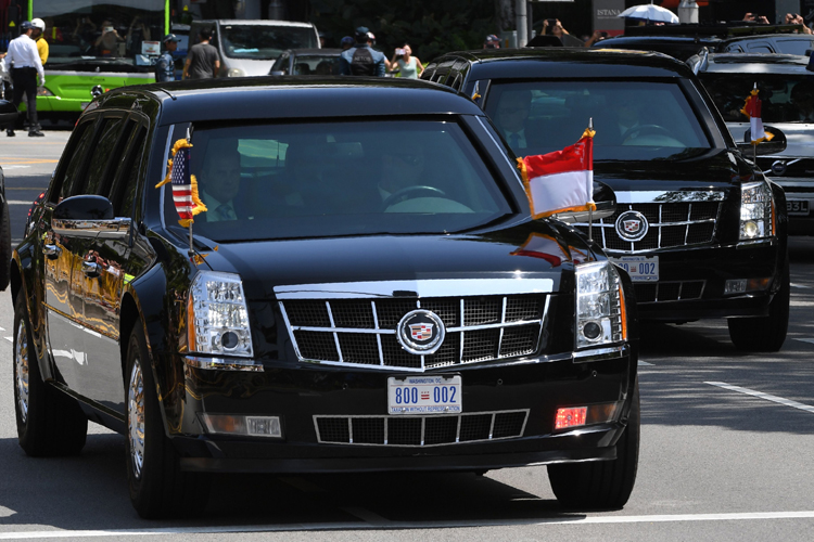 トランプ大統領の専用リムジンは特注車（AFP＝時事）