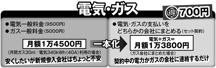 電気・ガス料金はどちらかの会社に一本化するだけで安くなる