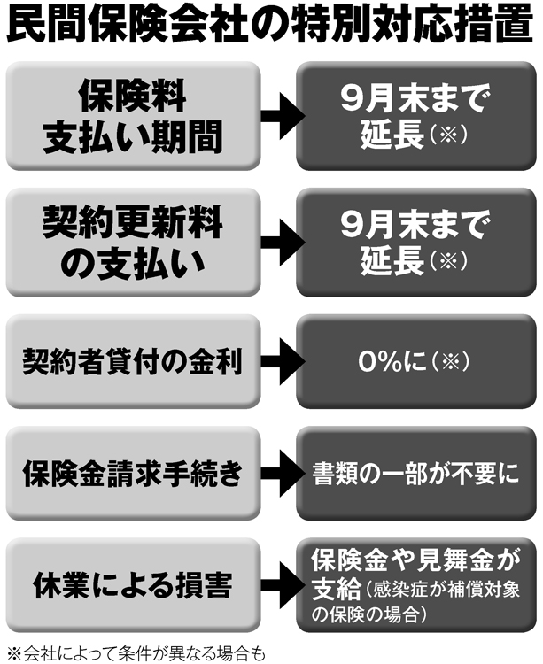 民間保険会社の特別対応措置