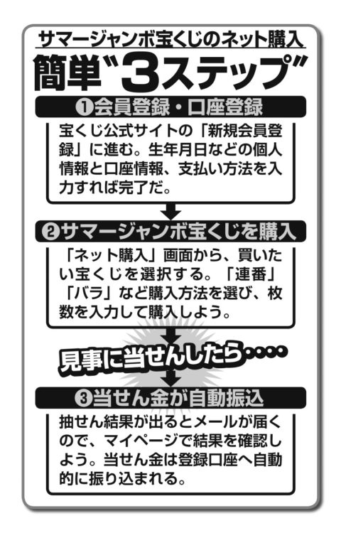 「サマージャンボ宝くじ」ネット購入の3ステップ