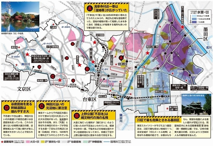 文京区・台東区・墨田区のハザードマップ