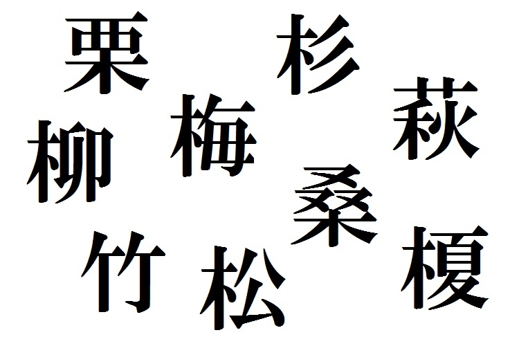 植物に由来する漢字が名字に使われることは多い（この中に解答がある？）