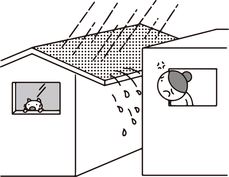 隣家の庇の越境が原因でトラブルに…（イラスト／大野文彰）