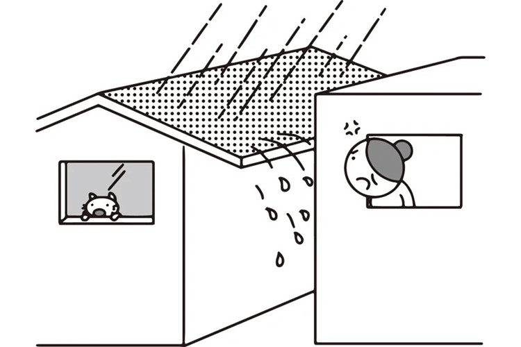隣家の屋根からの雨水で、家の壁がひび割れ　修繕費を請求できるか