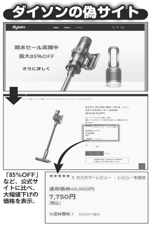 本物そっくり！ダイソンの偽サイト