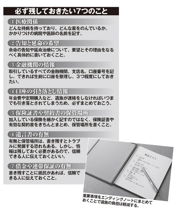 医療やお金のことなど、終活で書き残しておきたい7つのこと