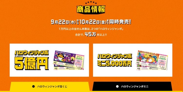 今回の「ハロウィンジャンボ」は「サマージャンボ」と何が違う？（宝くじ公式サイトより）