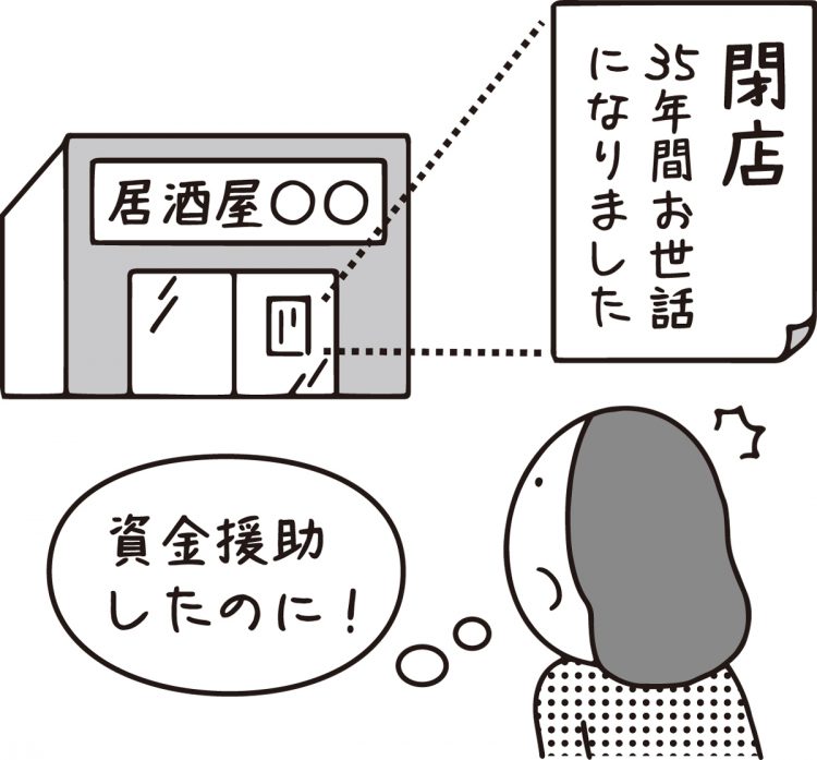 店の存続を期待して出資したのに…（イラスト／大野文彰）