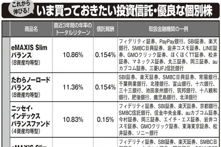 いま注目の投資信託・個別株銘柄