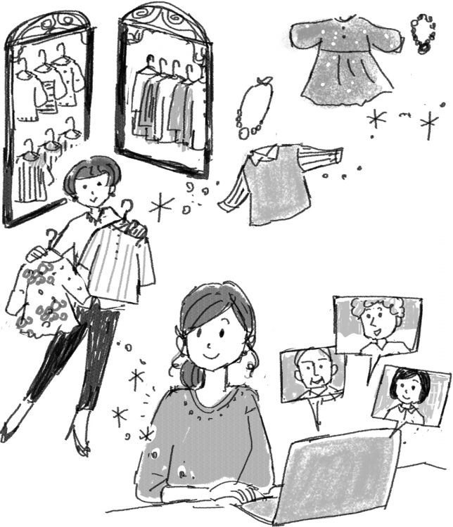 洋服代の節約には、サブスク活用や先物買いも検討を（イラスト／鈴木みゆき・頁作工房）