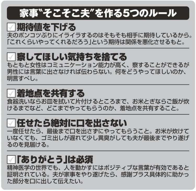 家事“そこそこ夫”を作る5つのルール