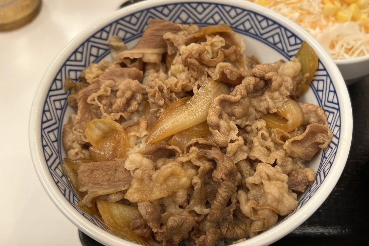 店内飲食価格で426円から448円に値上がりした吉野家の『牛丼並盛』