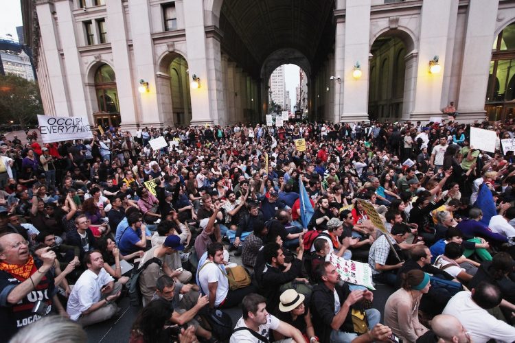少数者の富の独占に抗議する「ウォール街占拠」運動は世界中に広がった（Getty Images）