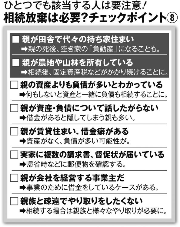 ひとつでも該当する人は要注意！相続放棄は必要？チェックリスト8