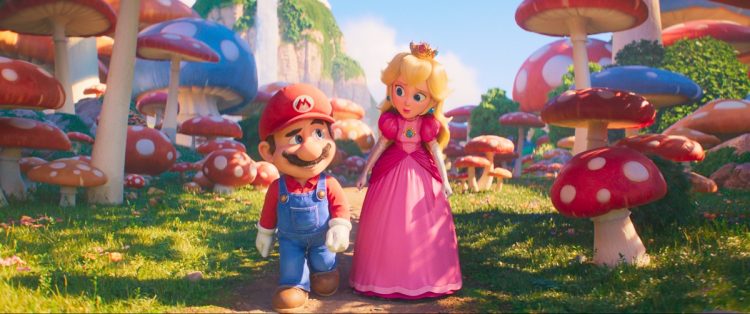 マリオはピーチ姫とキノピオ、ドンキーコングらとともにクッパとの戦いに挑む（C）2023 Nintendo and Universal Studios