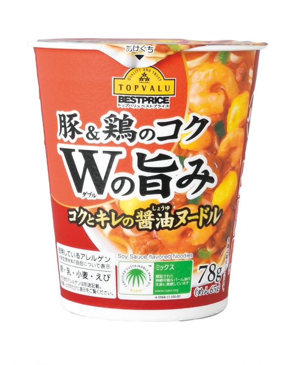 『豚&鶏のコク Wの旨み コクとキレの醤油ヌードル』（トップバリュ）