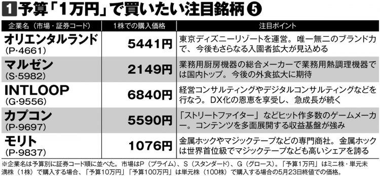 予算「1万円」で買いたい注目銘柄5