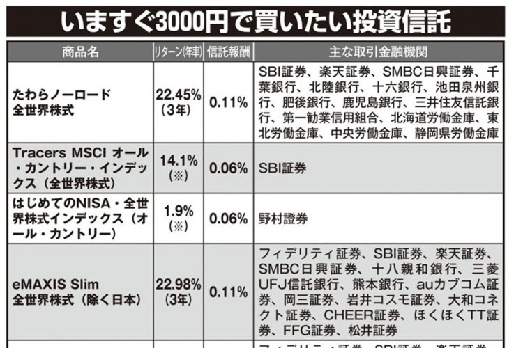 3000円で買える注目の投資信託（その1）