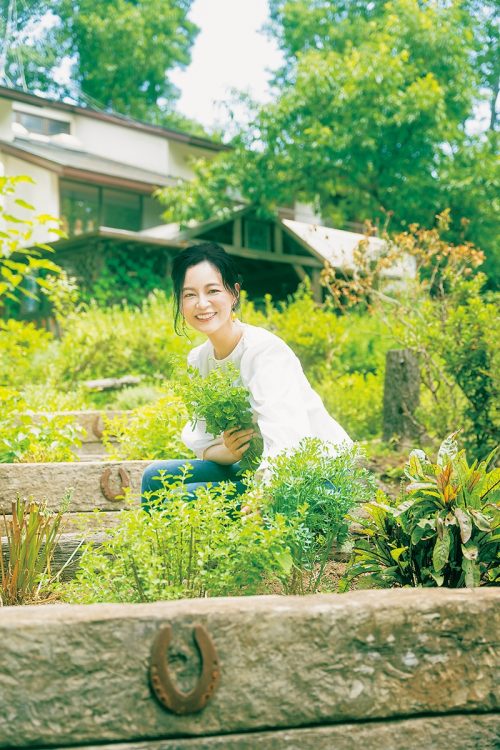 ミントやローズマリーなどのハーブをサラダ、お茶、アロマ用など、エリアを分けて栽培