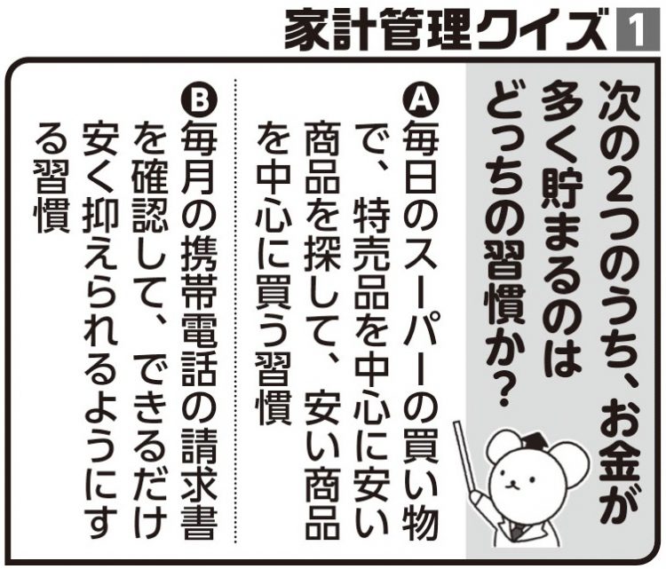 お金が貯まる体質になるのはどちらの習慣？