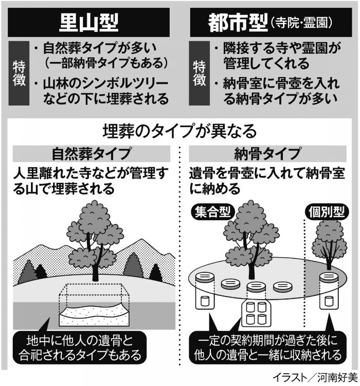 樹木葬は「里山型」と「都市型」の2種類に大別される