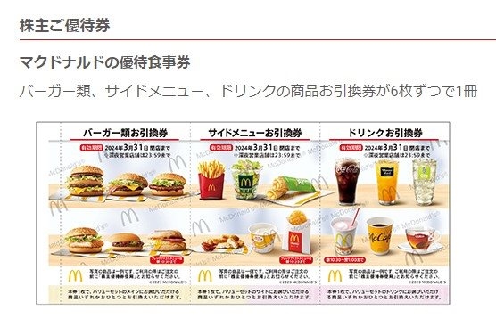 日本マクドナルドの株主優待