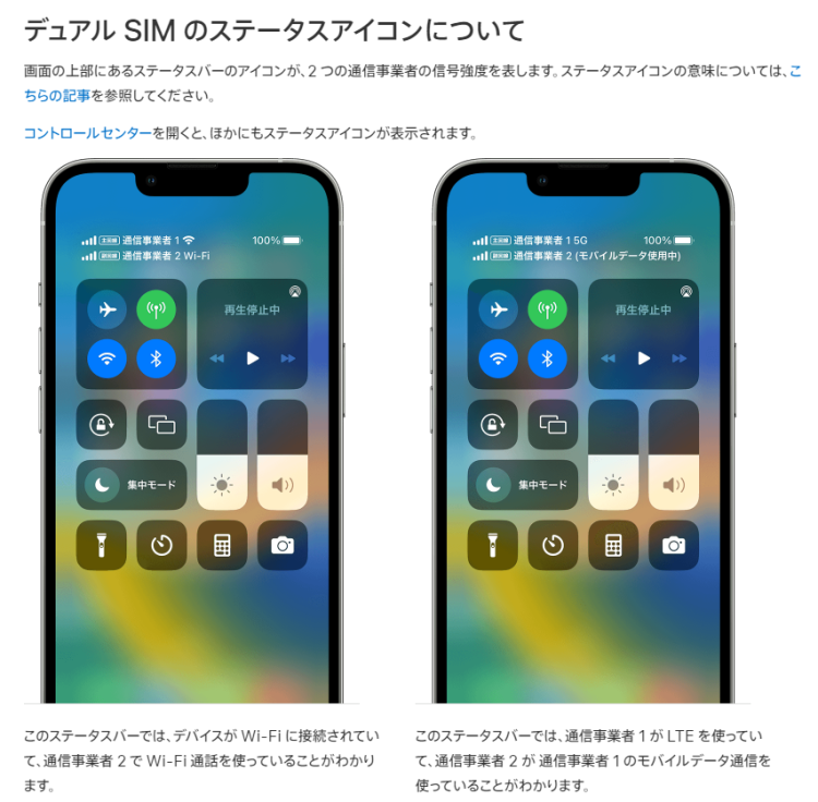 「デュアルSIM」対応のiPhone画面（公式ホームページより）