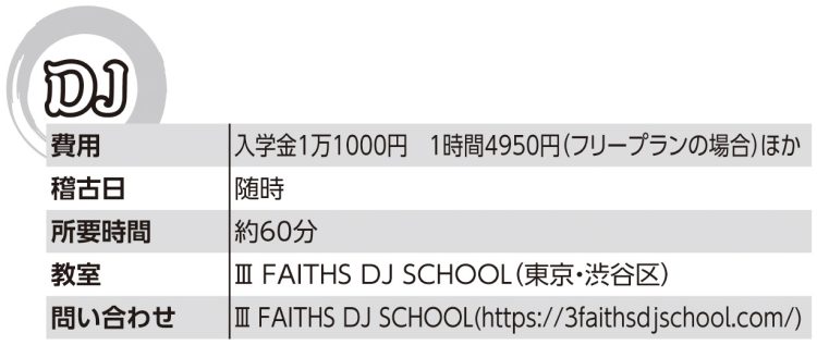 DJ（III FAITHS DJ SCHOOの場合）