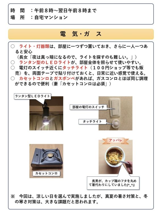 担当課員が挑戦した「家族6人で、電気・ガス・水道を使わずに24時間生活してみた」で分かったこと【ガス・電気】