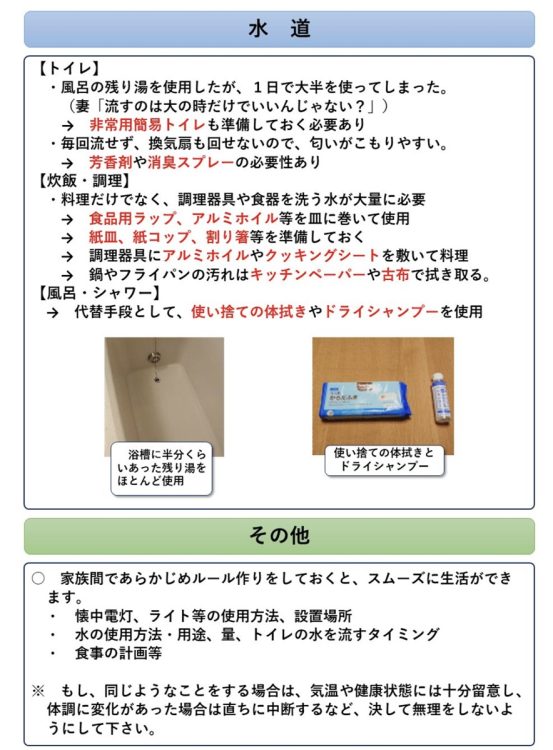 担当課員が挑戦した「家族6人で、電気・ガス・水道を使わずに24時間生活してみた」で分かったこと【水道など】