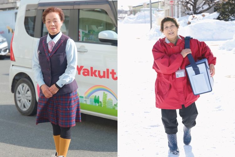 ヤクルトレディとして50年働き続ける小野寺光子さん（81＝左）と國分芳美さん（78）