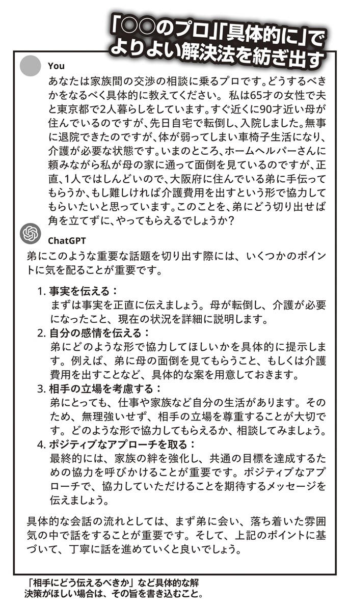 「相手にどう伝えるべきか」など具体的な解決策がほしい場合は、その旨を書き込むこと