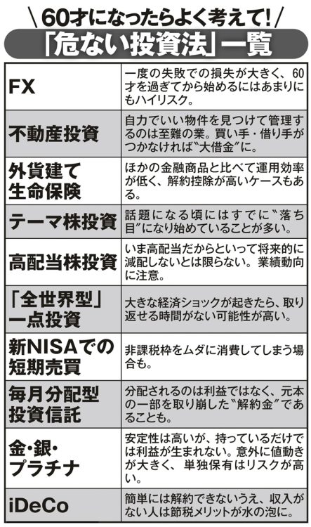 60才以上の投資初心者が注意したい投資一覧