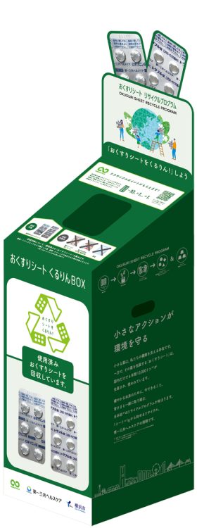 リサイクルできるものは身近にたくさんある（使用済み「おくすりシート」の回収ボックス）