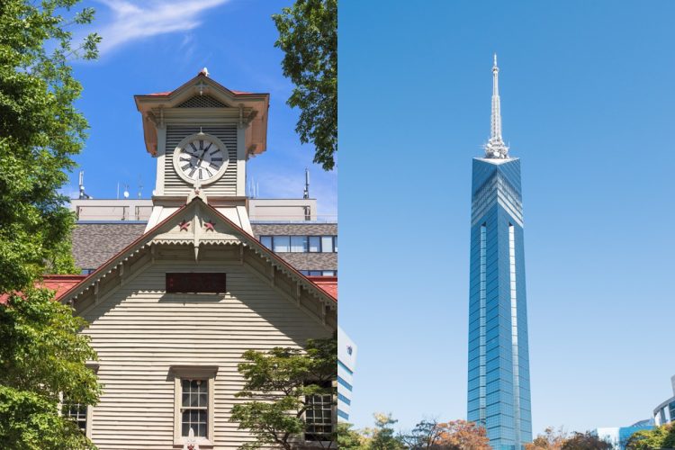 札幌市と福岡市は正反対の動向を見せる(札幌の時計台と福岡タワー/写真:イメージマート)