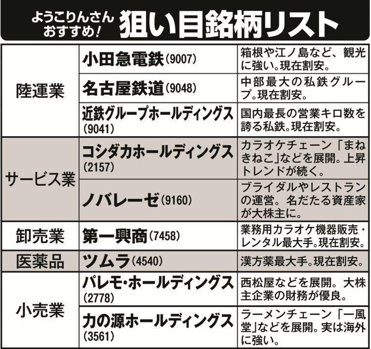 ようこりんさんが注目する銘柄リスト