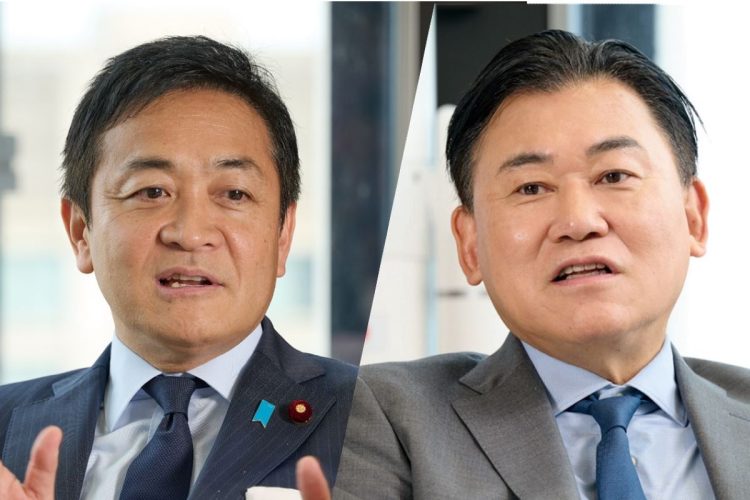 国民民主党代表の玉木雄一郎氏(左)と楽天グループ会長兼社長の三木谷浩史氏が緊急対談