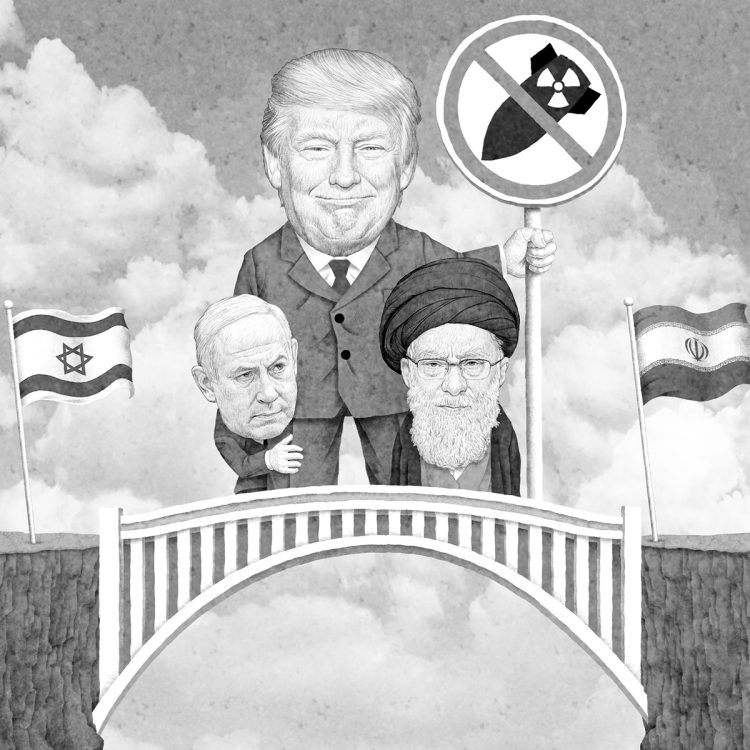 トランプ大統領が見据えるのはノーベル平和賞か（イラスト／井川泰年）