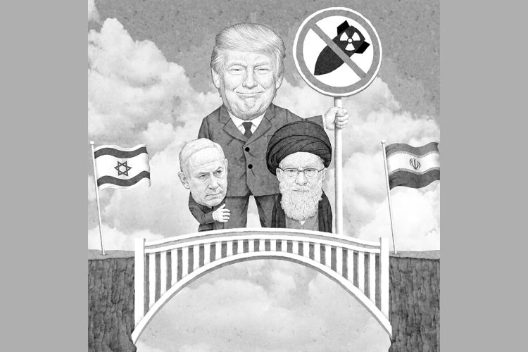 トランプ大統領が見据えるのはノーベル平和賞か（イラスト／井川泰年）