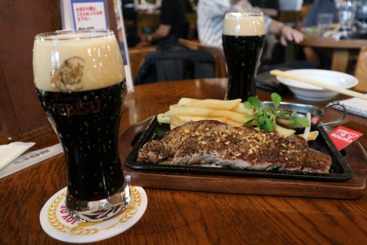 夏バテ気味の体もビールと肉で元気が出てきた