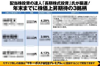 【年間配当400万円超】億り人「長期株式投資」氏が厳選する3銘柄　連続増配の割安リース株、上方修正期待の名証上場株…「年末までの株価上昇」が期待できる根拠に納得！