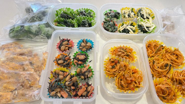 ぴーちさんのメインの冷凍室には、お弁当用に小分けにした総菜も保存