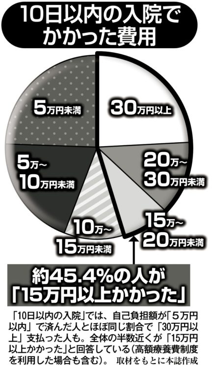 10日以内の入院でかかった費用