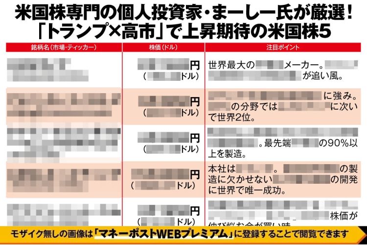 米国株専門の個人投資家まーしー氏が厳選「トランプ×高市」で上昇期待の米国株5