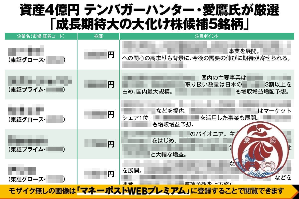 テンバガーハンター・愛鷹氏が注目する「成長期待大の大化け株候補5銘柄」