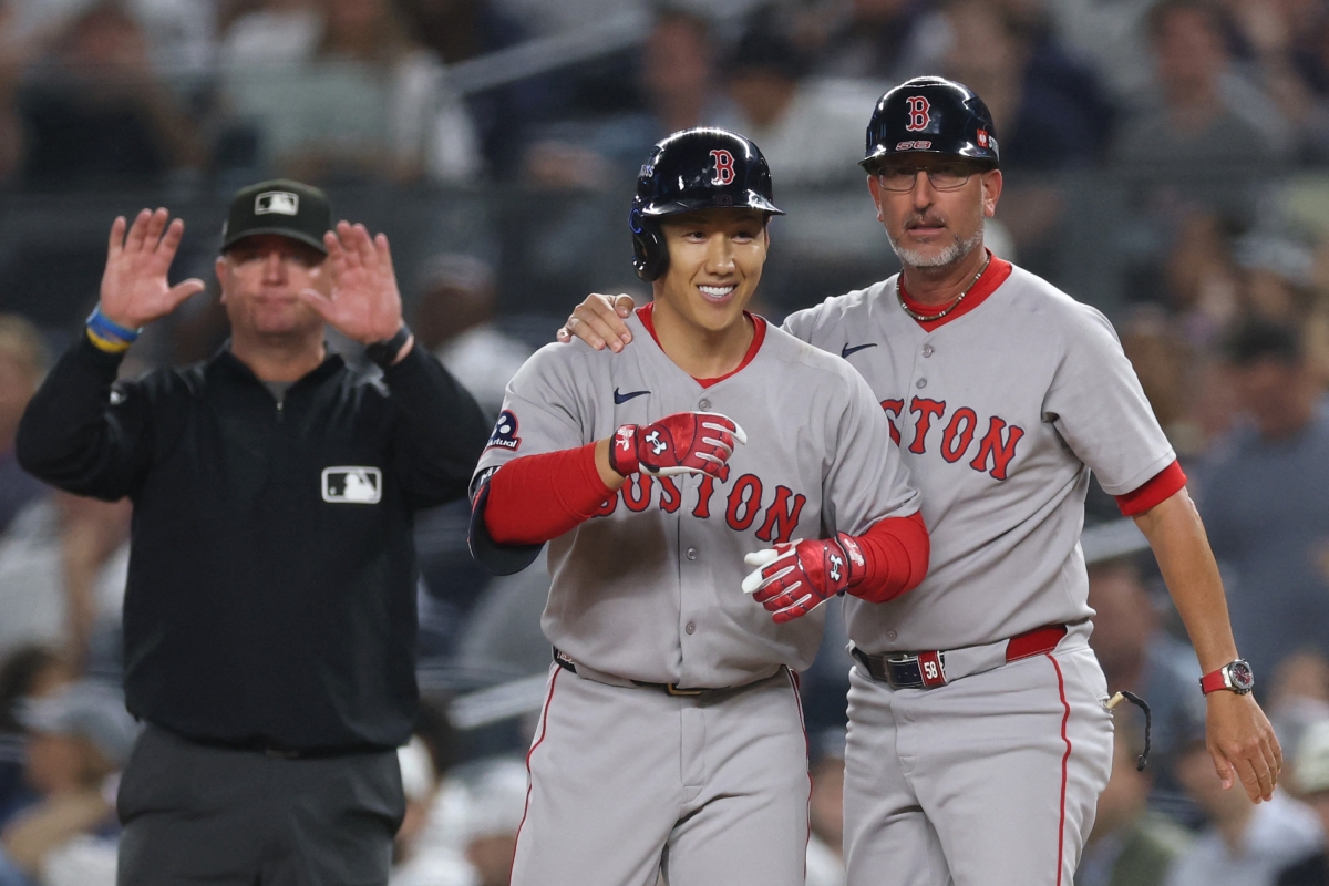 右肩手術の影響で今季は出場が遅れたレッドソックス・吉田正尚（写真／AFP＝時事）