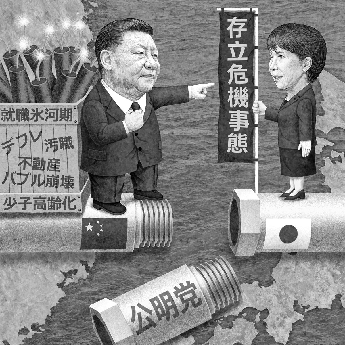 中国が日本に強硬姿勢を採る背景とは(イラスト/井川泰年)