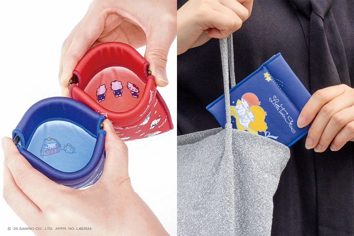 チャックいらずのバネ口仕様。中を開けば、サンリオのキャラクターが隠れている