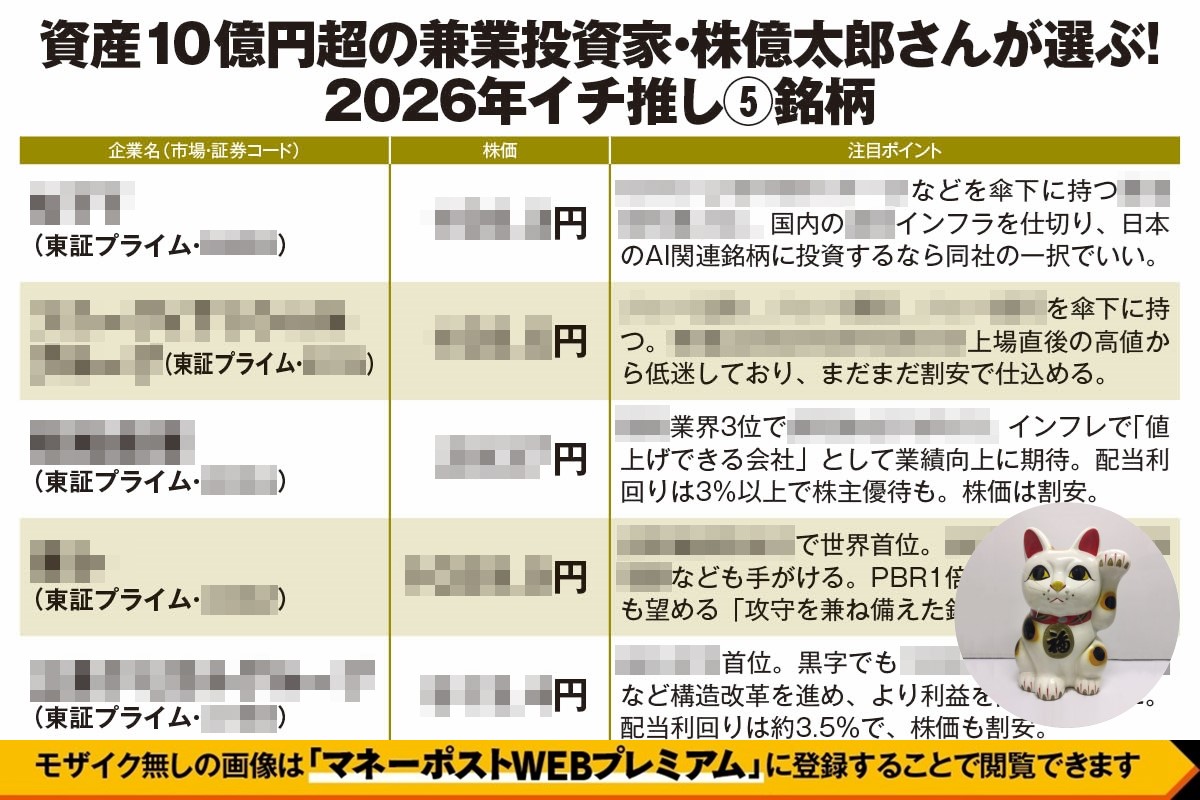 資産10億円超の株億太郎さんが厳選「2026年イチ推し5銘柄」