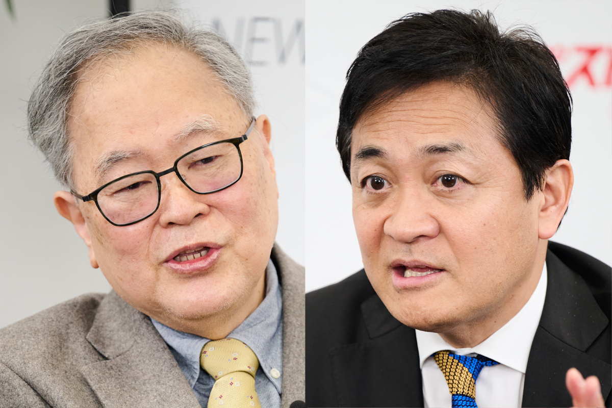 高橋洋一氏（左）と玉木雄一郎氏が語り合う「日本経済復活への道」